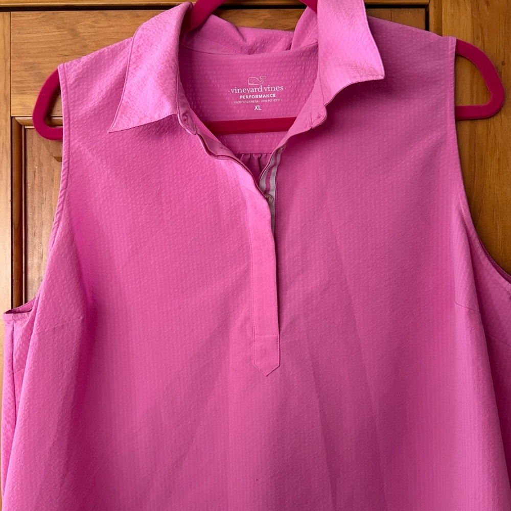Vineyard Vines Dress Pink Sleeveless Popover performance spring summer size XL - Picture 2 of 8